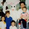 Easter Bunny Breakfast at Daytons Department Store, Minneapolis, Minnesota.  Back row, L-R ,Easter Bunny, Nancy Ruhland-Foster and Ian Foster.
Front Row, L-R, Sara Burke, Craig Foster, Angus Burke, 4/01/1991.